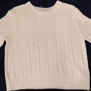 H&M Divided Women Medium White Knit Crop Sweater Long Sleeve Crew Neck